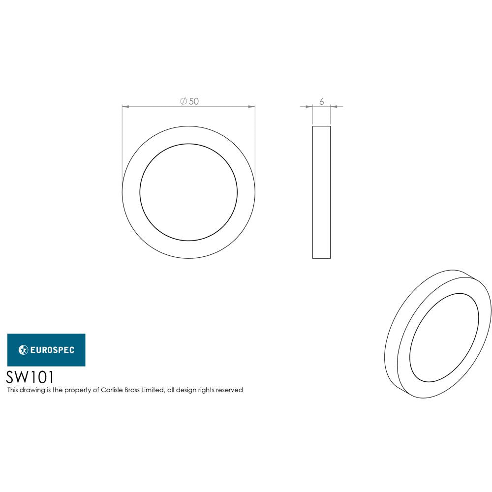 This image is a line drwaing of a Eurospec - Steelworx 316 Escutcheon Blank - Satin Stainless Steel available to order from Trade Door Handles in Kendal