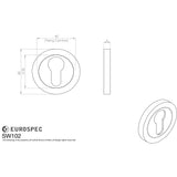 This image is a line drwaing of a Eurospec - Steelworx 316 Escutcheon Euro - Satin Stainless Steel available to order from Trade Door Handles in Kendal