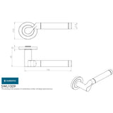 This image is a line drwaing of a Eurospec - Steelworx SWL Lucerna Lever on Rose - Bright/Satin Stainless Steel available to order from Trade Door Handles in Kendal