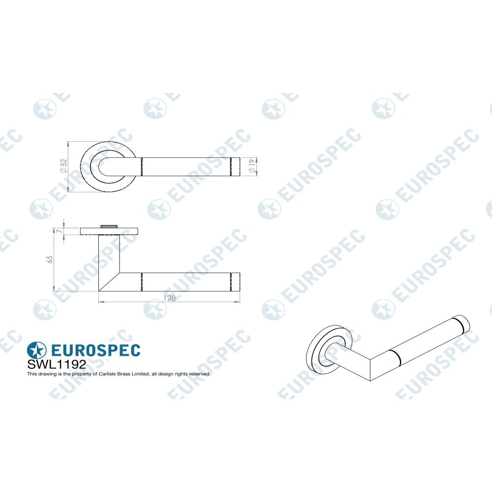 This image is a line drwaing of a Carlisle Brass - Steelworx SWL Treviri Lever on Rose - Satin PVD available to order from Trade Door Handles in Kendal