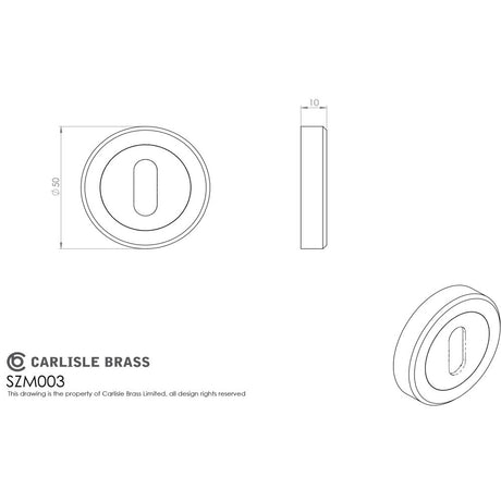 This image is a line drwaing of a Serozzetta - Standard Profile Escutcheon - Satin Chrome available to order from Trade Door Handles in Kendal