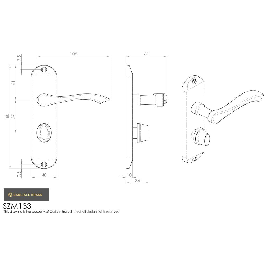 This image is a line drwaing of a Serozzetta - Lever on Bathroom Backplate - Polished Chrome available to order from Trade Door Handles in Kendal