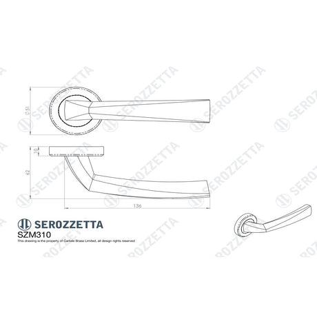 This image is a line drwaing of a Serozzetta - SEROZZETTA SCOPO LEVER ON ROUND ROSE available to order from Trade Door Handles in Kendal