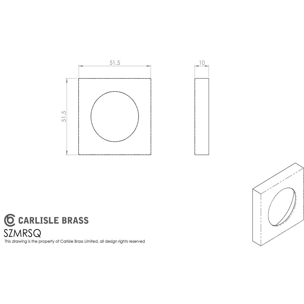 This image is a line drwaing of a Serozzetta - Square Szm Outer Rose Cover Pack available to order from Trade Door Handles in Kendal