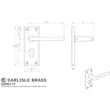 This image is a line drwaing of a Serozzetta - Dieci Lever on Euro Lock Backplate - Satin Nickel available to order from Trade Door Handles in Kendal