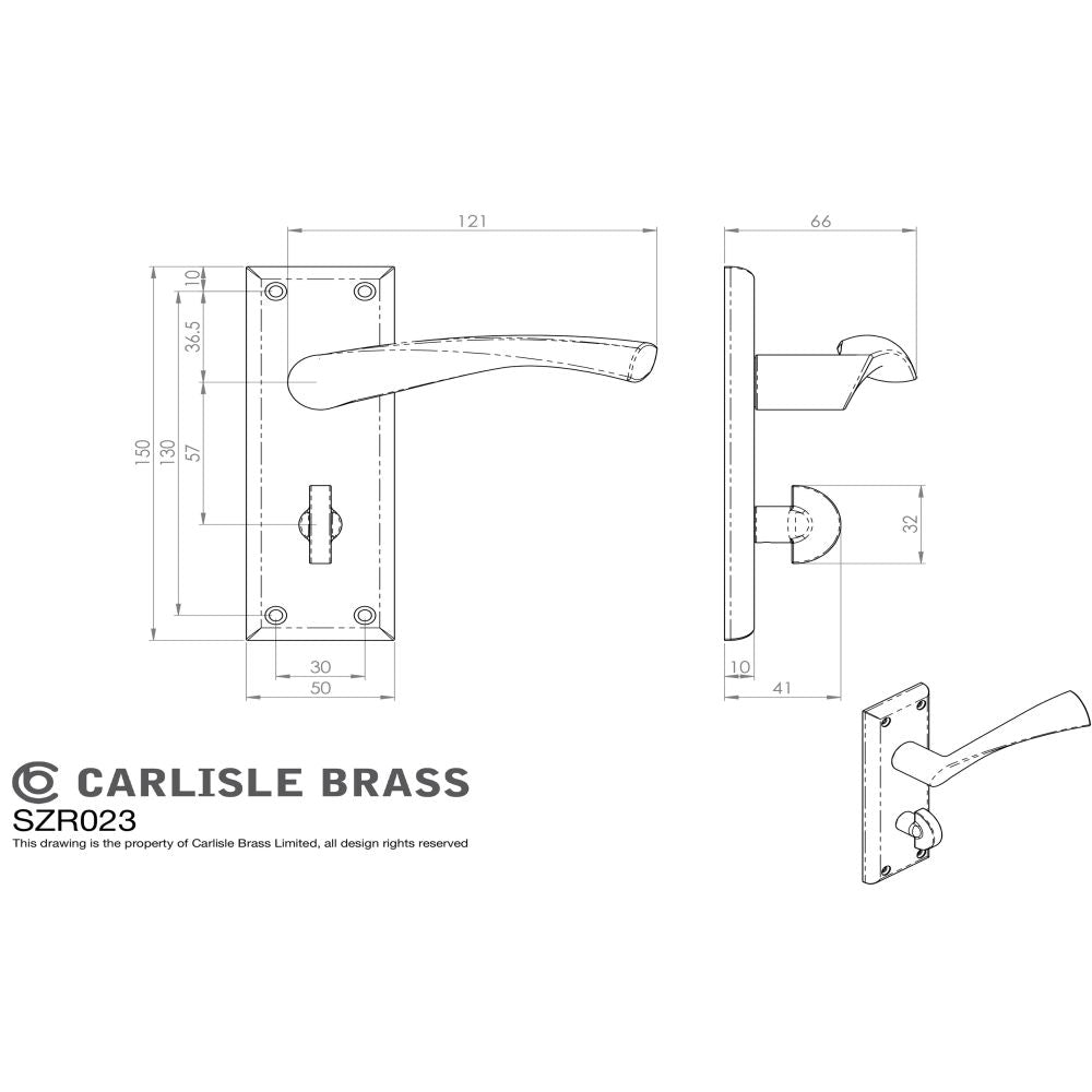 This image is a line drwaing of a Serozzetta - Serozzetta Venti Lever on Bathroom Backplate available to order from Trade Door Handles in Kendal