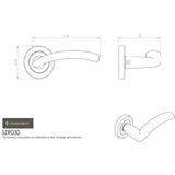 This image is a line drwaing of a Carlisle Brass - Serozzetta Trenta Lever on Rose - Matt Black available to order from Trade Door Handles in Kendal