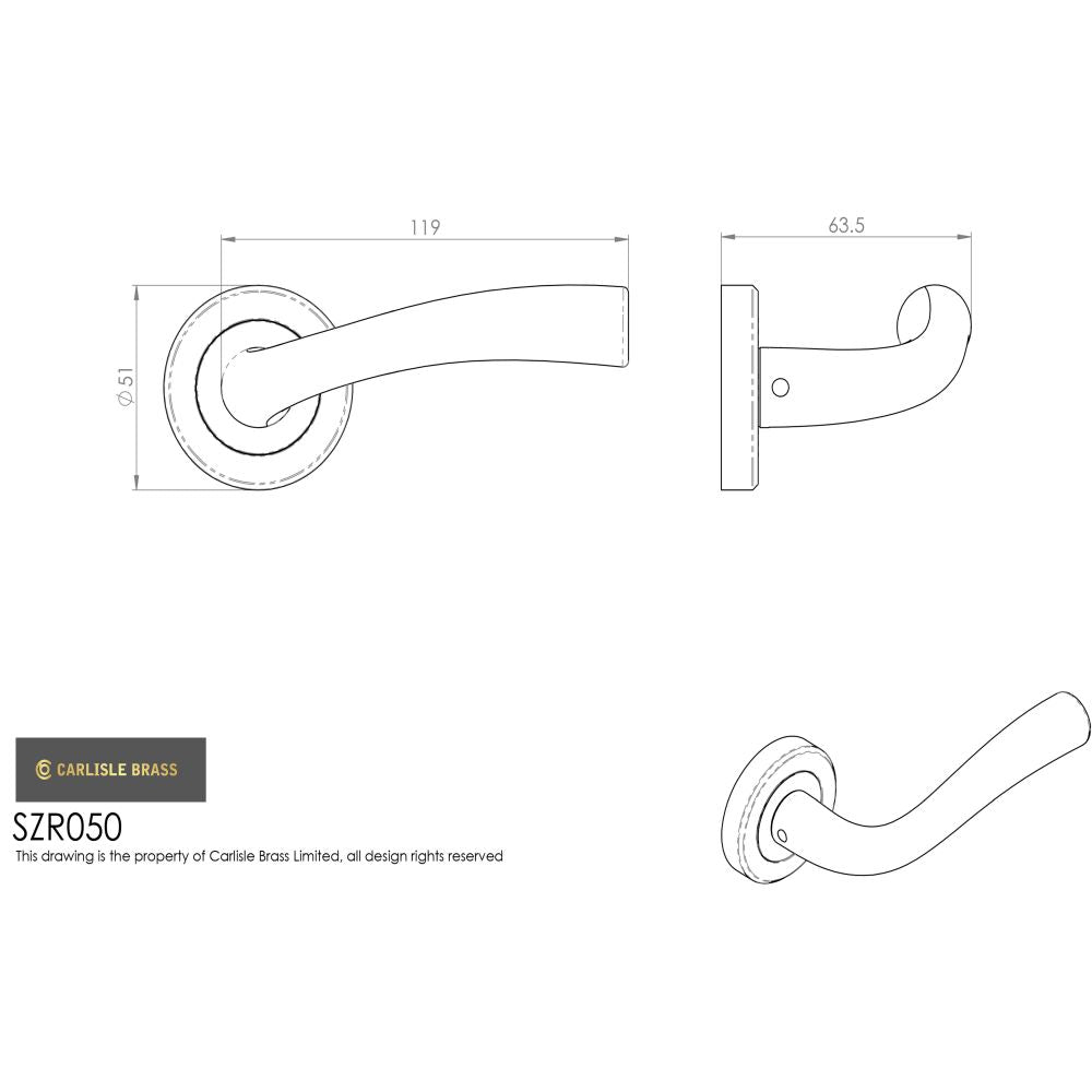 This image is a line drwaing of a Carlisle Brass - Serozzetta Cinquanta Lever on Rose - Matt Black available to order from Trade Door Handles in Kendal