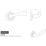 This image is a line drwaing of a Carlisle Brass - Serozzetta Cinquanta Lever on Rose - Matt Black available to order from Trade Door Handles in Kendal