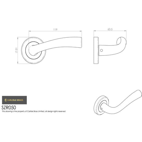 This image is a line drwaing of a Carlisle Brass - Serozzetta Cinquanta Lever on Rose - Matt Black available to order from Trade Door Handles in Kendal