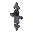 This is an image of a The Tudor Collection - Door Handle Lever Latch Fleur de Lys Design Black Iron, tc210 that is available to order from Trade Door Handles in Kendal.