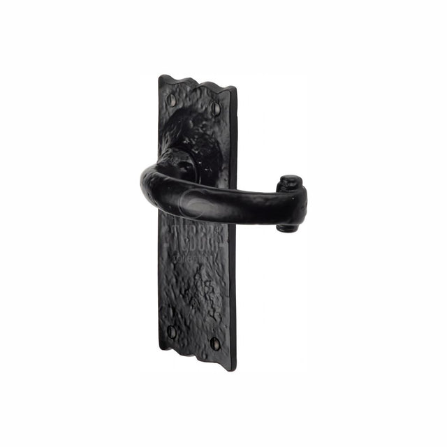 This is an image of a The Tudor Collection - Door Handle Lever Latch Colonial Design Black Iron, tc315 that is available to order from Trade Door Handles in Kendal.