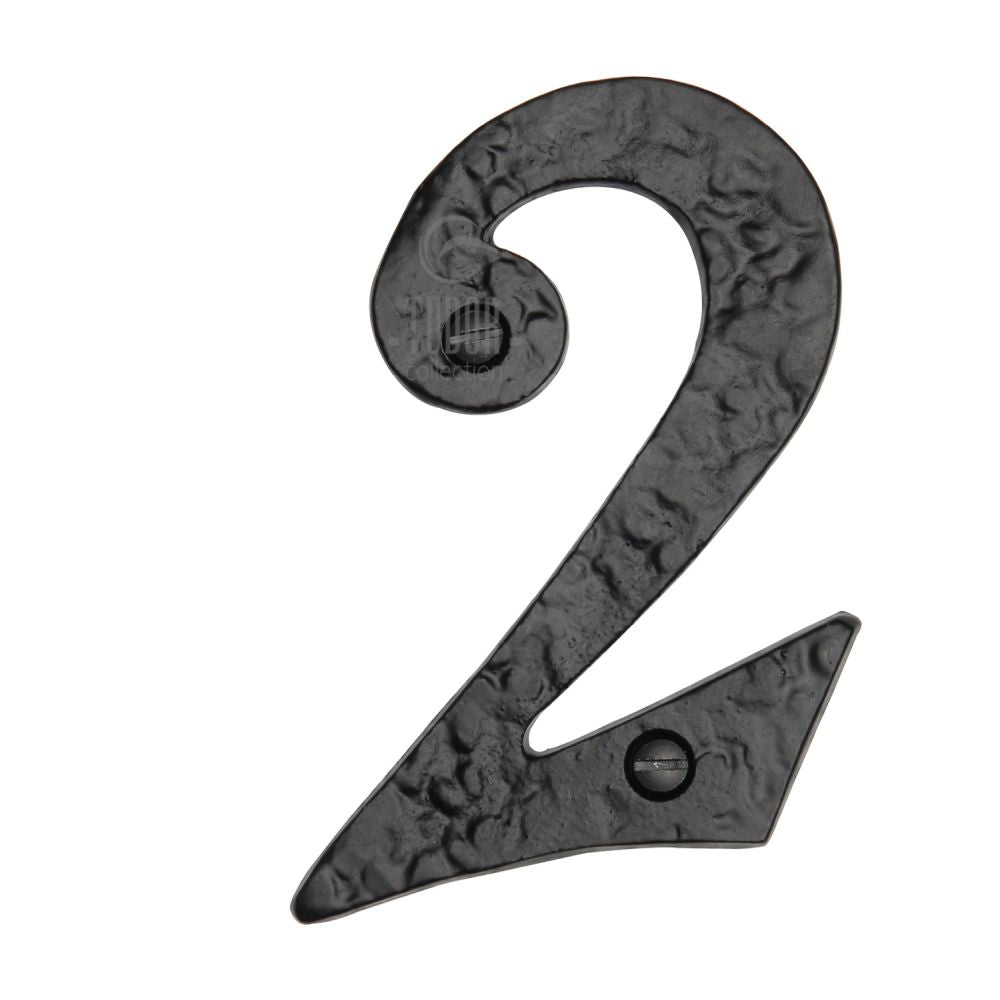 This is an image of a The Tudor Collection - Numeral 2 - 4" Black Iron, tc355-2 that is available to order from Trade Door Handles in Kendal.