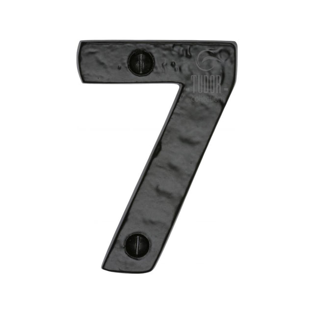 This is an image of a The Tudor Collection - Numeral 7 - 3" Black Iron, tc356-7 that is available to order from Trade Door Handles in Kendal.