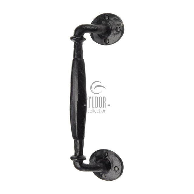 This is an image of a The Tudor Collection - Door Pull Handle Offset Black Iron, tc384 that is available to order from Trade Door Handles in Kendal.