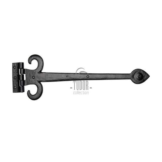 This is an image of a The Tudor Collection - Fleur de Lys Hinge 16" Black Iron, tc460-406 that is available to order from Trade Door Handles in Kendal.