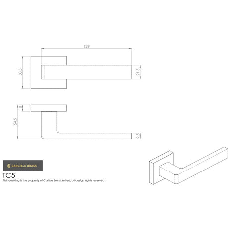 This image is a line drwaing of a Manital - Techna Lever on Square Rose Matt Black - Matt Black available to order from Trade Door Handles in Kendal