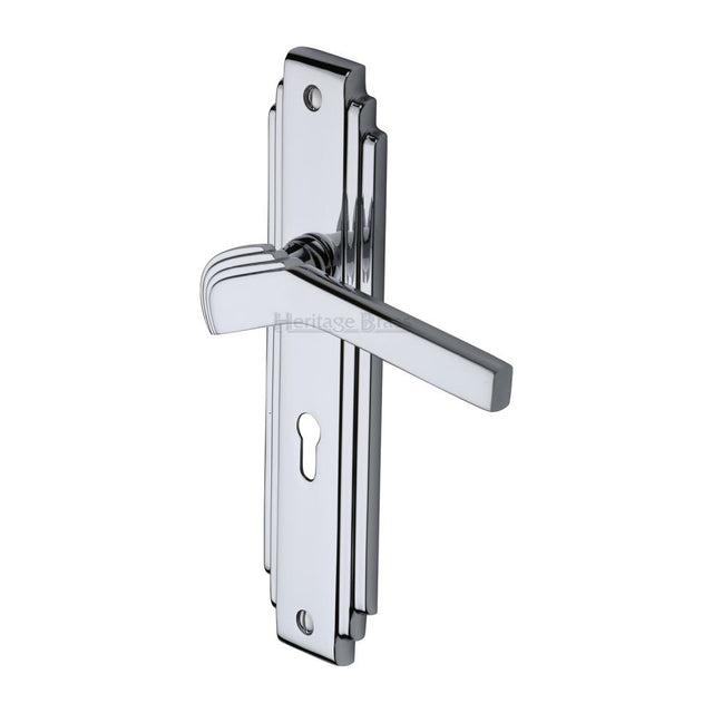 This is an image of a Heritage Brass - Door Handle Lever Lock Tiffany Design Polished Chrome Finish, tif5200-pc that is available to order from Trade Door Handles in Kendal.