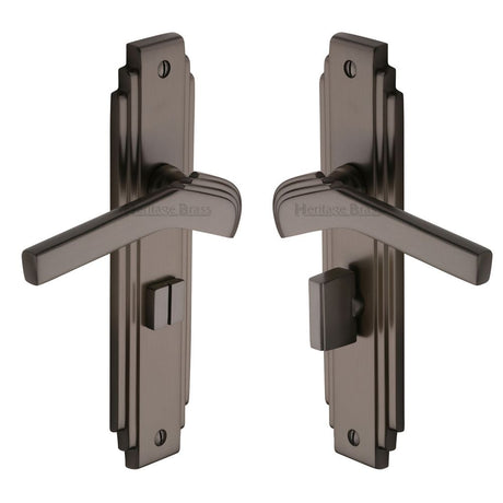 This is an image of a Heritage Brass - Door Handle Bathroom Set Tiffany Design Matt Bronze Finish, tif5230-mb that is available to order from Trade Door Handles in Kendal.