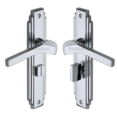 This is an image of a Heritage Brass - Door Handle Bathroom Set Tiffany Design Polished Chrome Finish, tif5230-pc that is available to order from Trade Door Handles in Kendal.