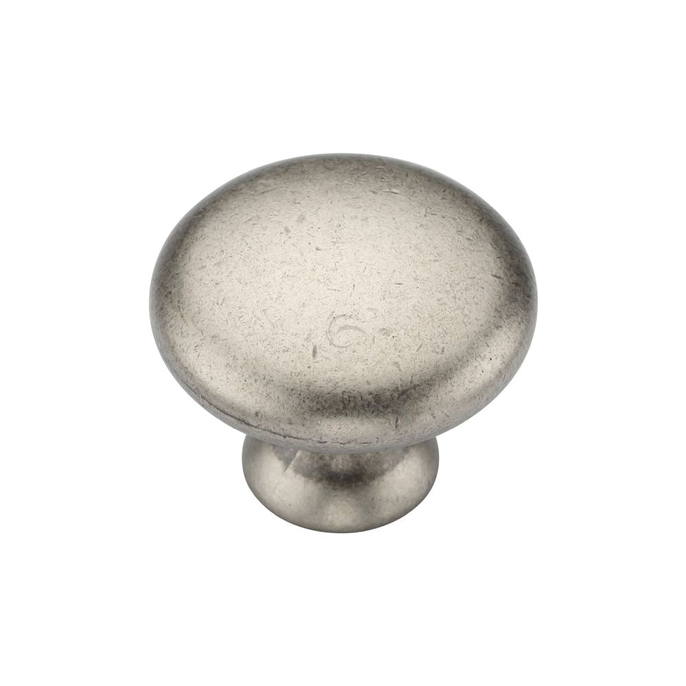 This is an image of a M.Marcus - Classic Round Knob 030mm Distressed Pewter Finish, tk4226-030-dpw that is available to order from Trade Door Handles in Kendal.