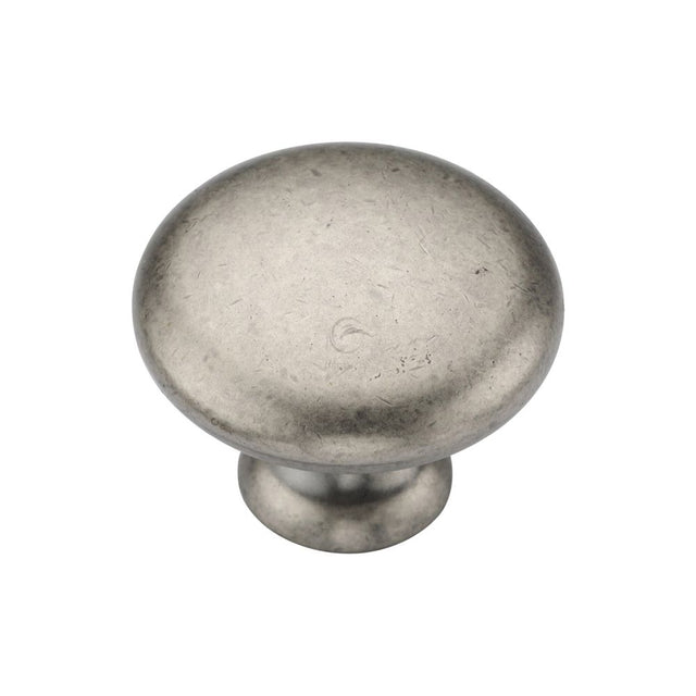 This is an image of a M.Marcus - Classic Round Knob 035mm Distressed Pewter Finish, tk4226-035-dpw that is available to order from Trade Door Handles in Kendal.