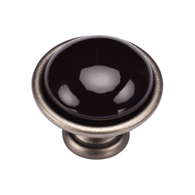 This is an image of a M.Marcus - Dome Cabinet Knob 040mm Distressed Pewter Finish, tk4316-040-dpw that is available to order from Trade Door Handles in Kendal.