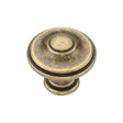 This is an image of a M.Marcus - Domed Round Knob 030mm Distressed Brass Finish, tk4408-030-dbs that is available to order from Trade Door Handles in Kendal.