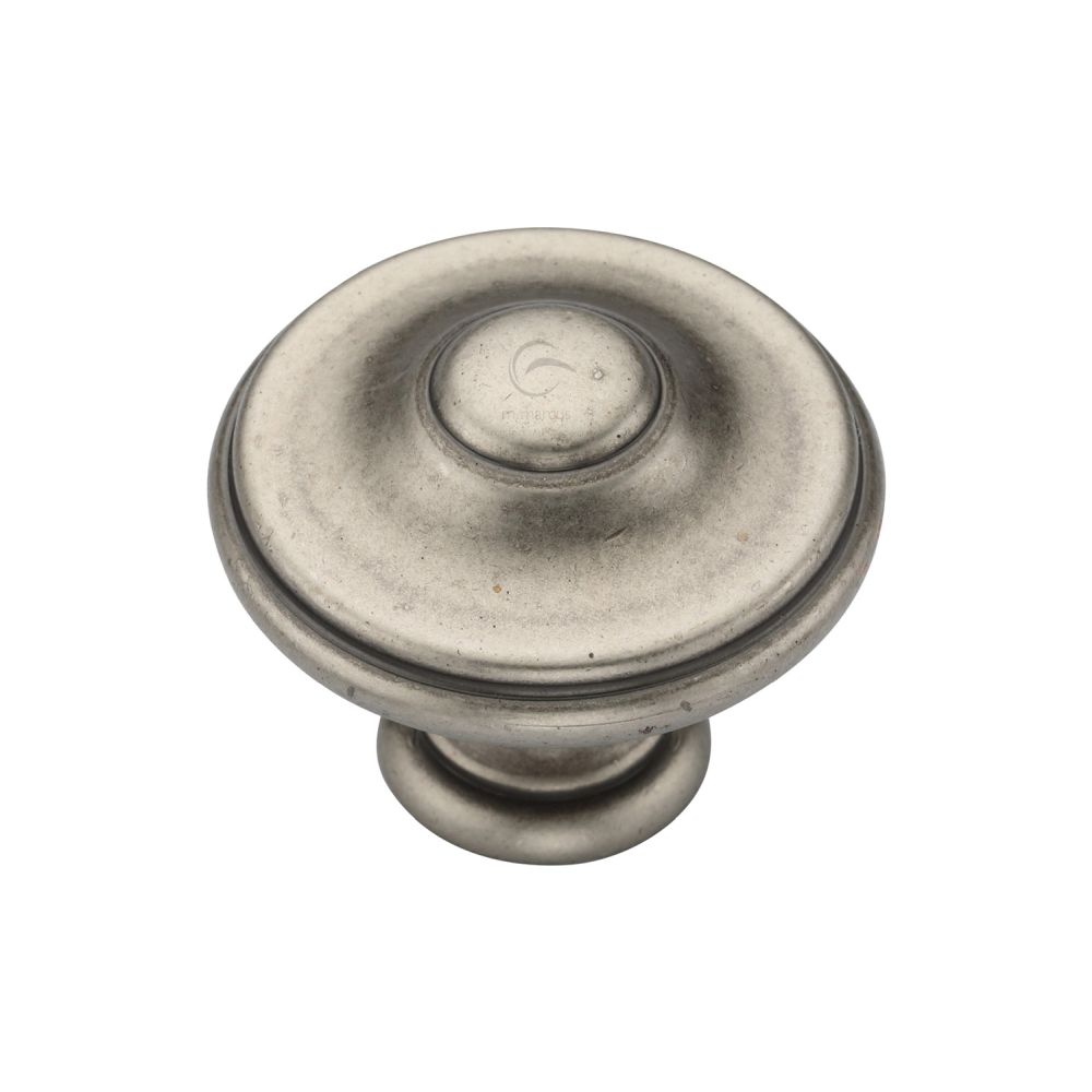 This is an image of a M.Marcus - Domed Round Knob 035mm Distressed Pewter Finish, tk4408-035-dpw that is available to order from Trade Door Handles in Kendal.