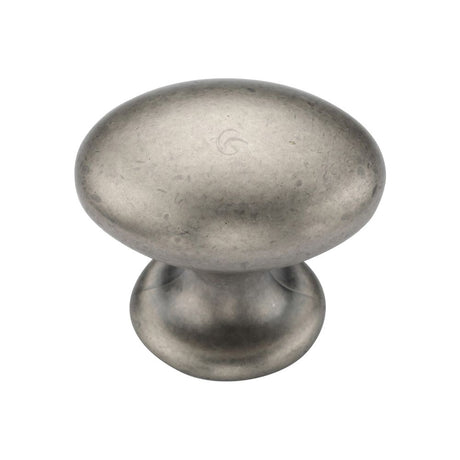 This is an image of a M.Marcus - Egg Knob 040mm Distressed Pewter Finish, tk4462-040-dpw that is available to order from Trade Door Handles in Kendal.