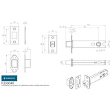 This image is a line drwaing of a Eurospec - Tubular Dead Bolt 102mm - Electro Brassed/Satin Stainless Steel available to order from Trade Door Handles in Kendal