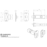 This image is a line drwaing of a Eurospec - Contract Standard Tubular Latch Radius - Nickel Plate available to order from Trade Door Handles in Kendal