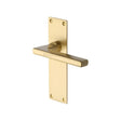 This is an image of a Heritage Brass - Door Handle Lever Latch Trident Design Satin Brass Finish, tri1310-sb that is available to order from Trade Door Handles in Kendal.