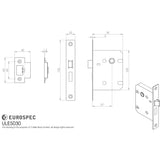 This image is a line drwaing of a Eurospec - Upright Latch 76mm - Nickel Plate available to order from Trade Door Handles in Kendal