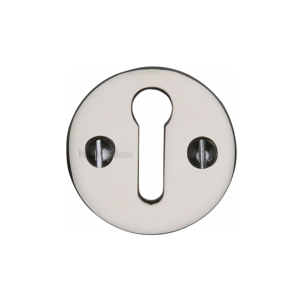 This is an image of a Heritage Brass - Keyhole Escutcheon Polished Nickel Finish, v1010-pnf that is available to order from Trade Door Handles in Kendal.