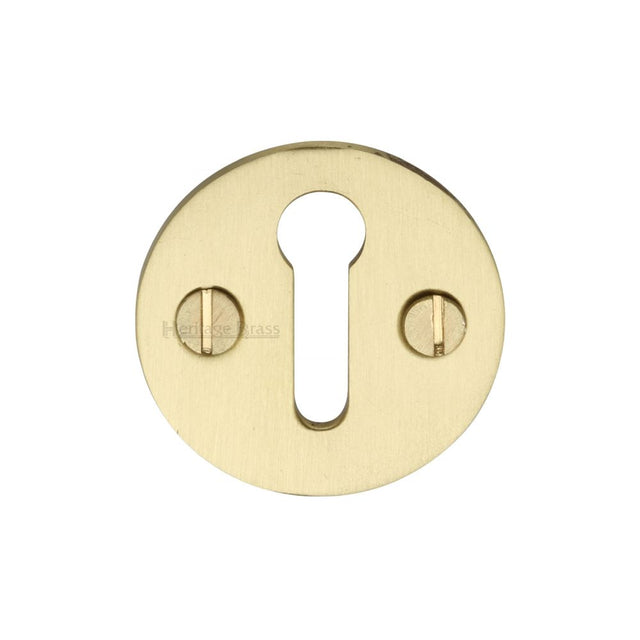 This is an image of a Heritage Brass - Keyhole Escutcheon Satin Brass Finish, v1010-sb that is available to order from Trade Door Handles in Kendal.