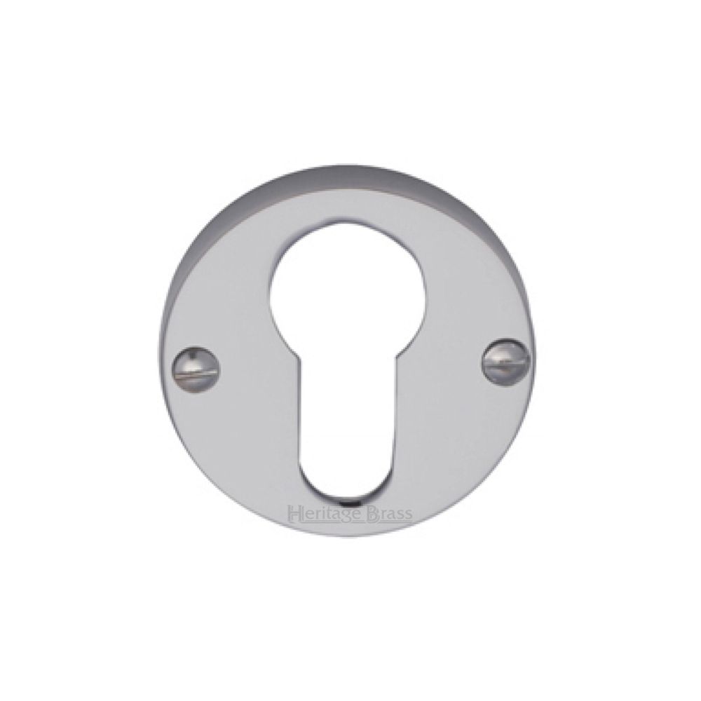 This is an image of a Heritage Brass - Euro Profile Cylinder Escutcheon Satin Chrome Finish, v1012-sc that is available to order from Trade Door Handles in Kendal.