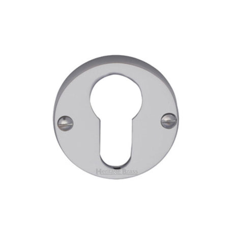 This is an image of a Heritage Brass - Euro Profile Cylinder Escutcheon Satin Chrome Finish, v1012-sc that is available to order from Trade Door Handles in Kendal.