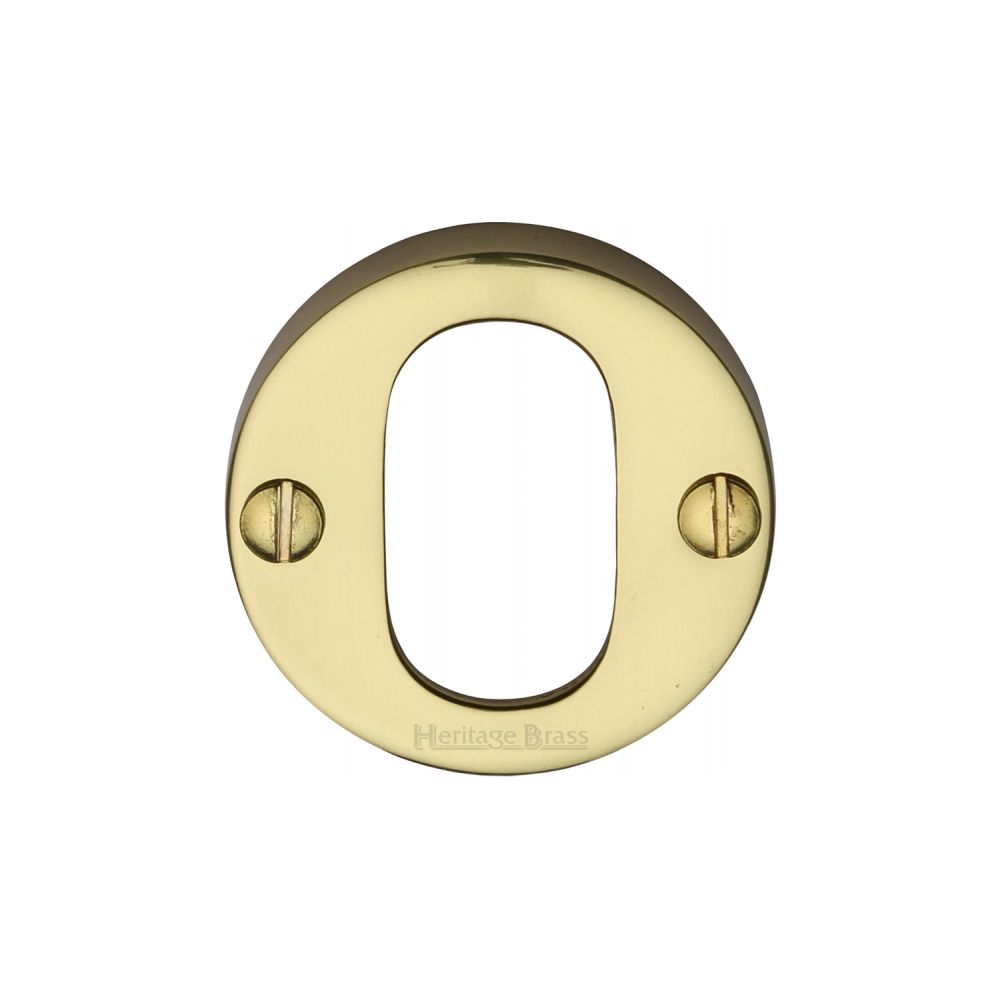 This is an image of a Heritage Brass - Oval Profile Cylinder Escutcheon Polished Brass Finish, v1013-pb that is available to order from Trade Door Handles in Kendal.