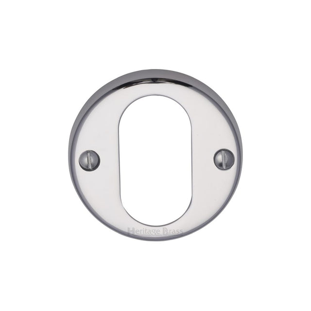 This is an image of a Heritage Brass - Oval Profile Cylinder Escutcheon Polished Chrome Finish, v1013-pc that is available to order from Trade Door Handles in Kendal.