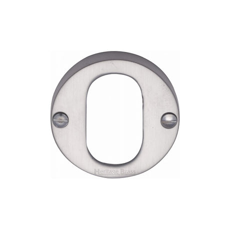 This is an image of a Heritage Brass - Oval Profile Cylinder Escutcheon Satin Chrome Finish, v1013-sc that is available to order from Trade Door Handles in Kendal.