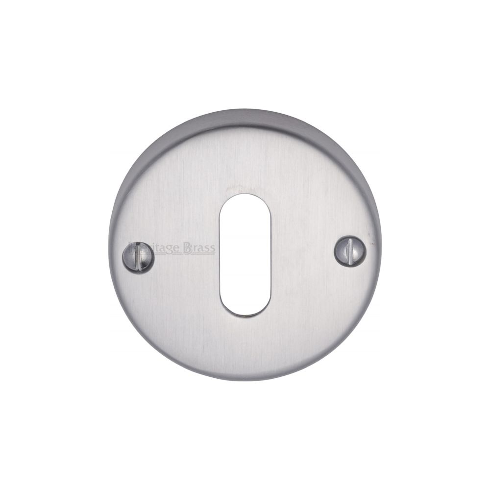 This is an image of a Heritage Brass - Keyhole Escutcheon Satin Chrome Finish, v1014-sc that is available to order from Trade Door Handles in Kendal.