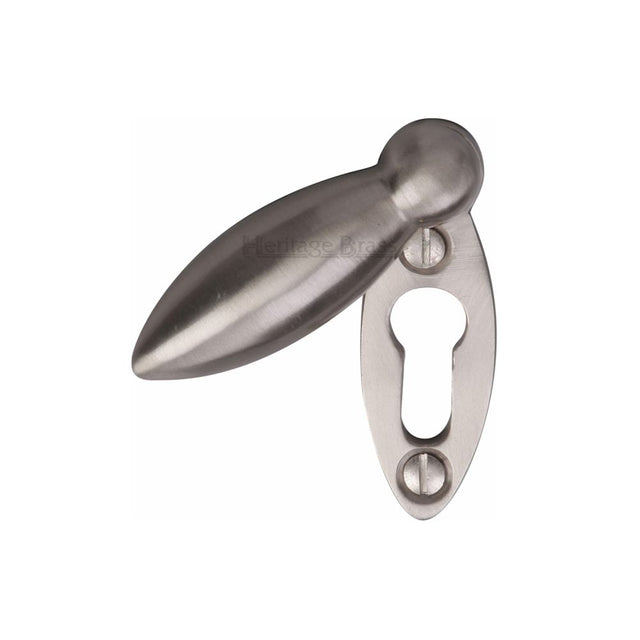 This is an image of a Heritage Brass - Covered Keyhole Oval Satin Nickel Finish, v1022-sn that is available to order from Trade Door Handles in Kendal.