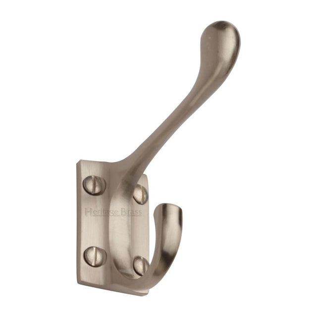 This is a image of a Heritage Brass - Hat & Coat Hook Sat. Nickel Finish that is available to order from Trade Door Handles in Kendal