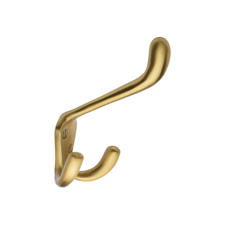 This is an image of a Heritage Brass - Hat and Coat Hook Satin Brass Finish, v1058-sb that is available to order from Trade Door Handles in Kendal.