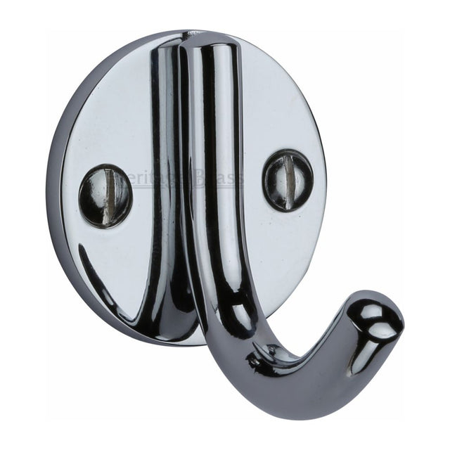 This is a image of a Heritage Brass - Single Robe Hook Pol. Chrome Finish that is available to order from Trade Door Handles in Kendal