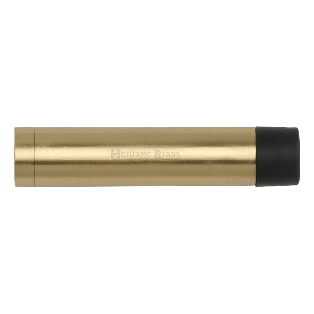 This is an image of a Heritage Brass - Cylindrical Door Stop Without Rose 76mm Satin Brass Finish, v1081-76-sb that is available to order from Trade Door Handles in Kendal.