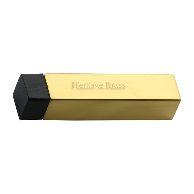 This is an image of a Heritage Brass - Door Stop Square Wall Mounted Design Polished Brass Finish, v1084-pb that is available to order from Trade Door Handles in Kendal.