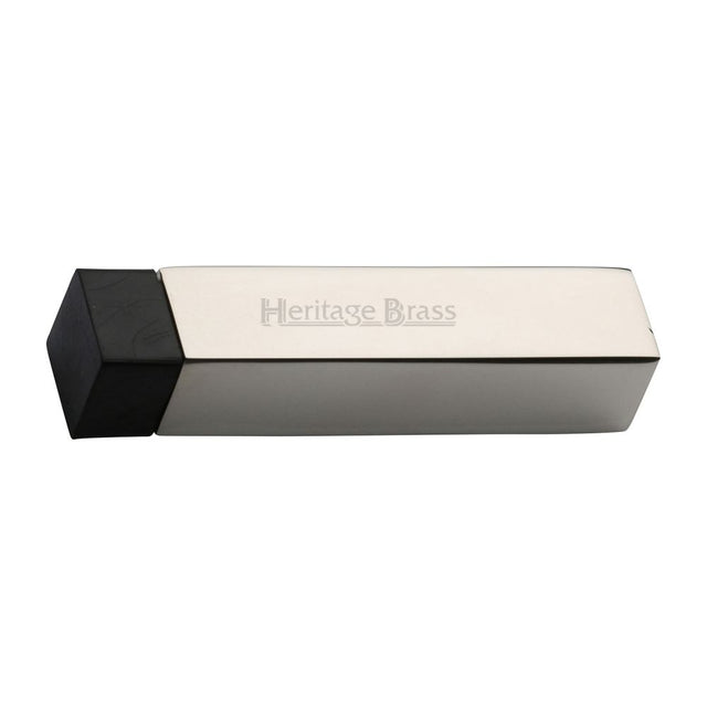 This is an image of a Heritage Brass - Door Stop Square Wall Mounted Design Polished Nickel Finish, v1084-pnf that is available to order from Trade Door Handles in Kendal.