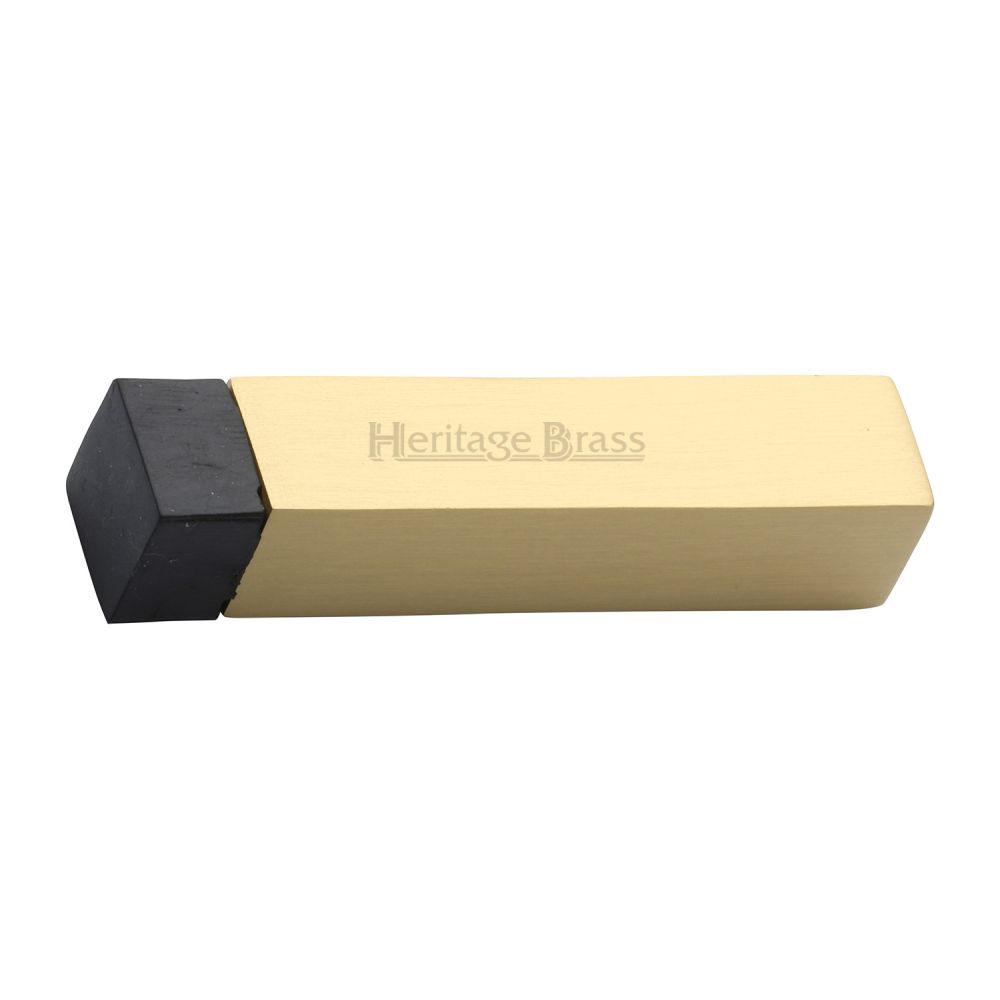 This is an image of a Heritage Brass - Door Stop Square Wall Mounted Design Satin Brass Finish, v1084-sb that is available to order from Trade Door Handles in Kendal.